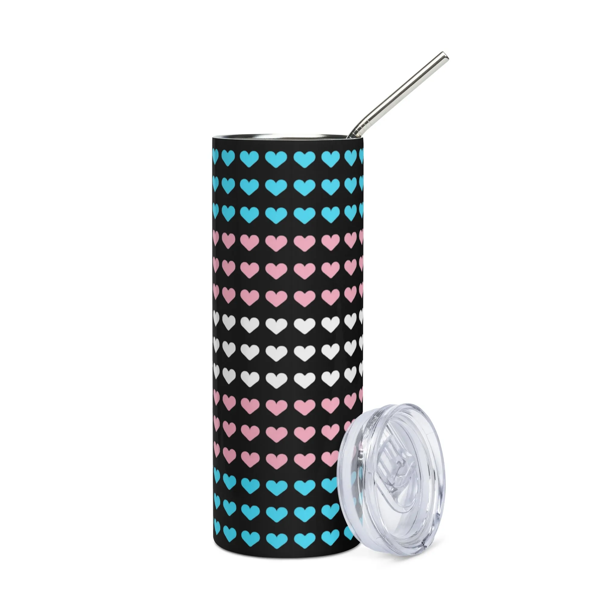 20 oz Stainless Steel Tumbler for Transgender Pride Hearts