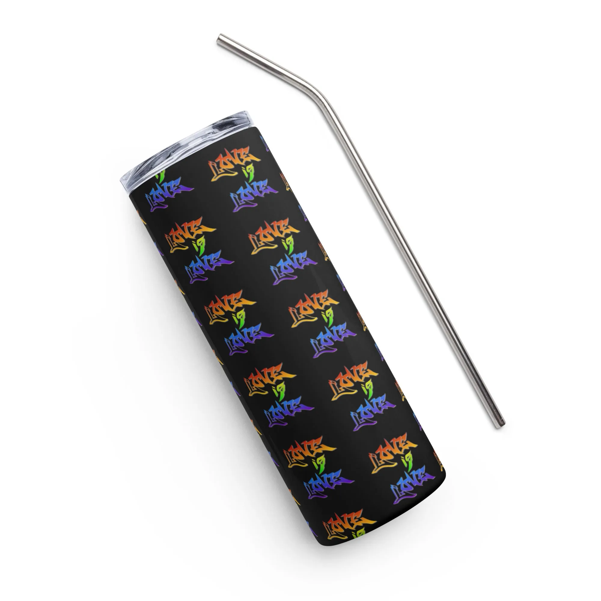 20 oz Stainless Steel Tumbler - Love is Love Rainbow Graffiti