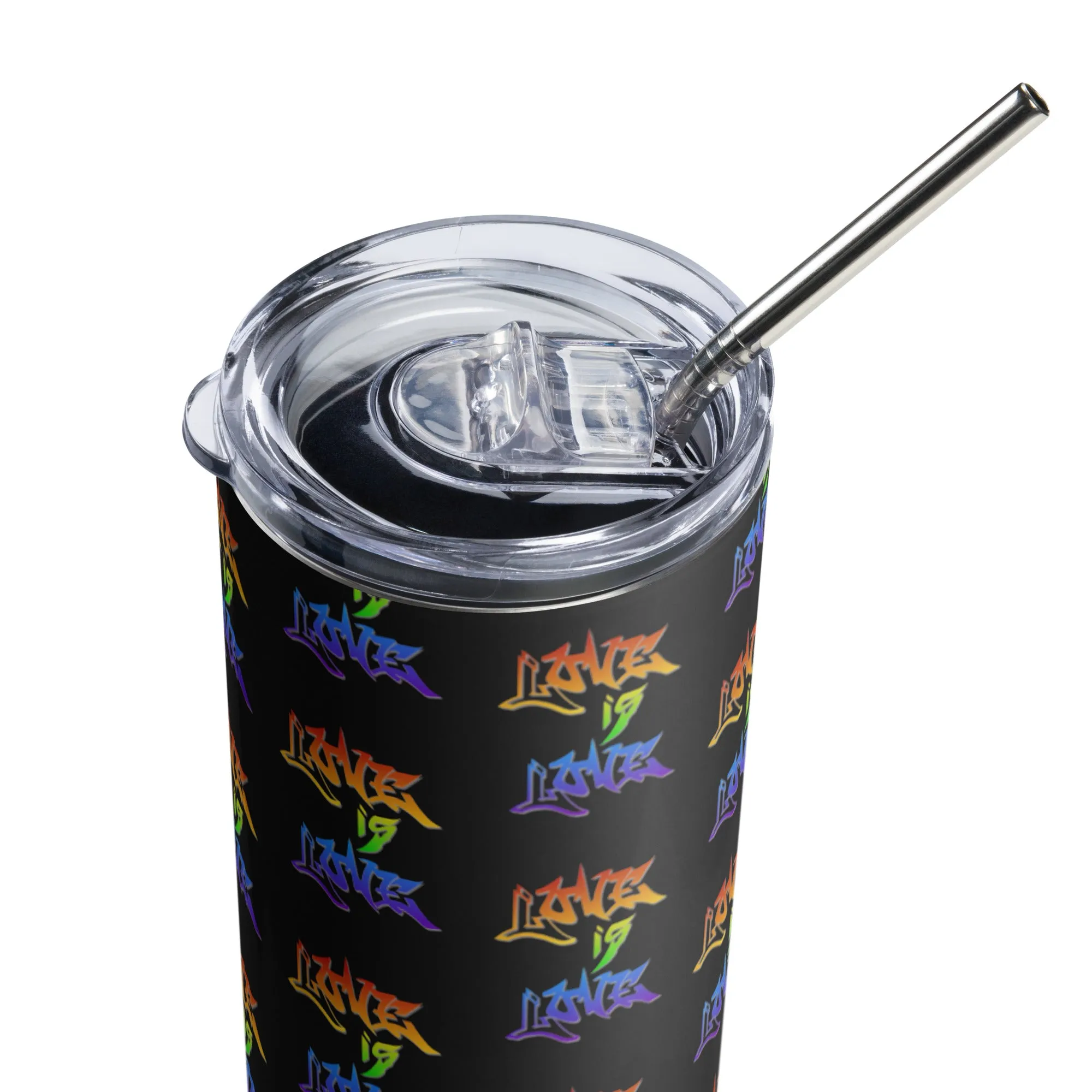 20 oz Stainless Steel Tumbler - Love is Love Rainbow Graffiti