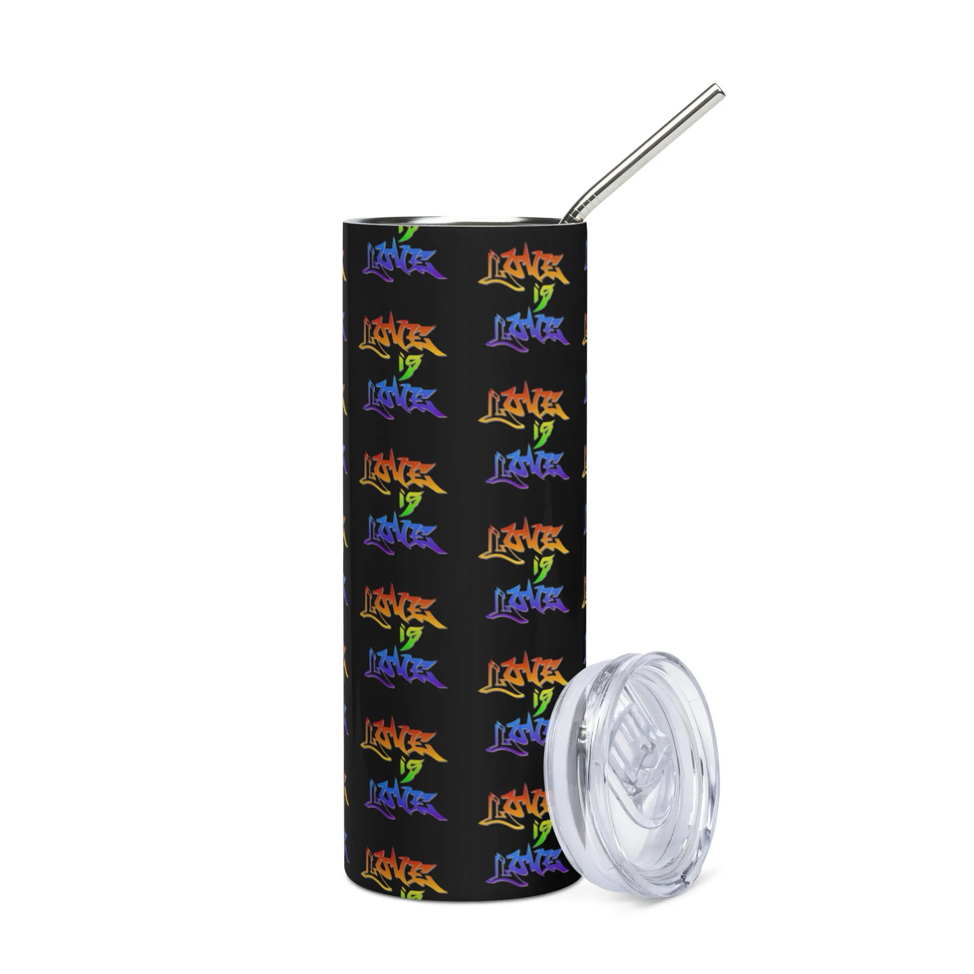 20 oz Stainless Steel Tumbler - Love is Love Rainbow Graffiti