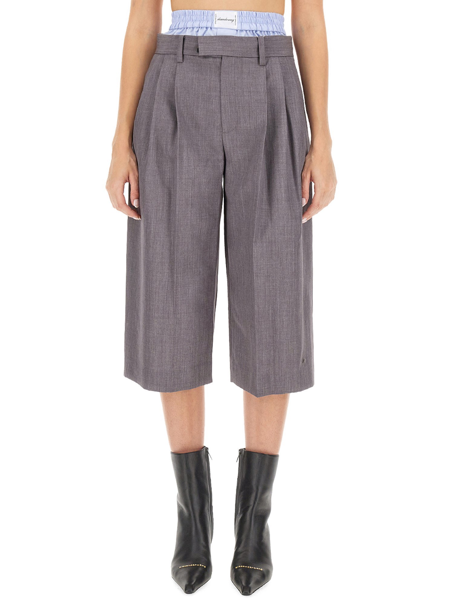 ALEXANDER WANG    TAILORED CULOTTES WITH HIGH-WAISTED BOXER SHORTS