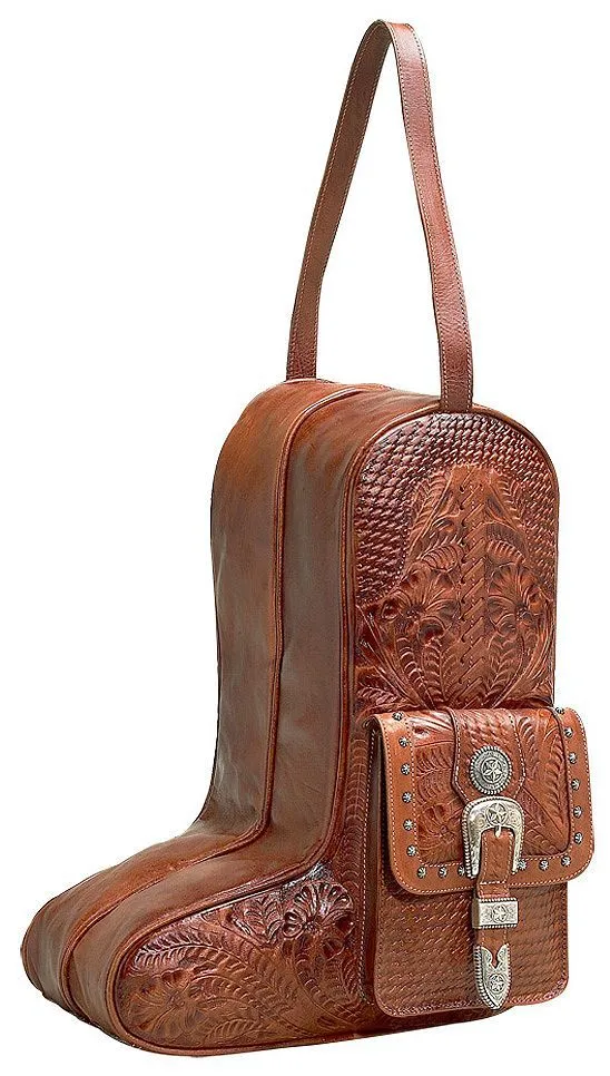 American West Zip-Around Antique Tan Leather Boot Bag