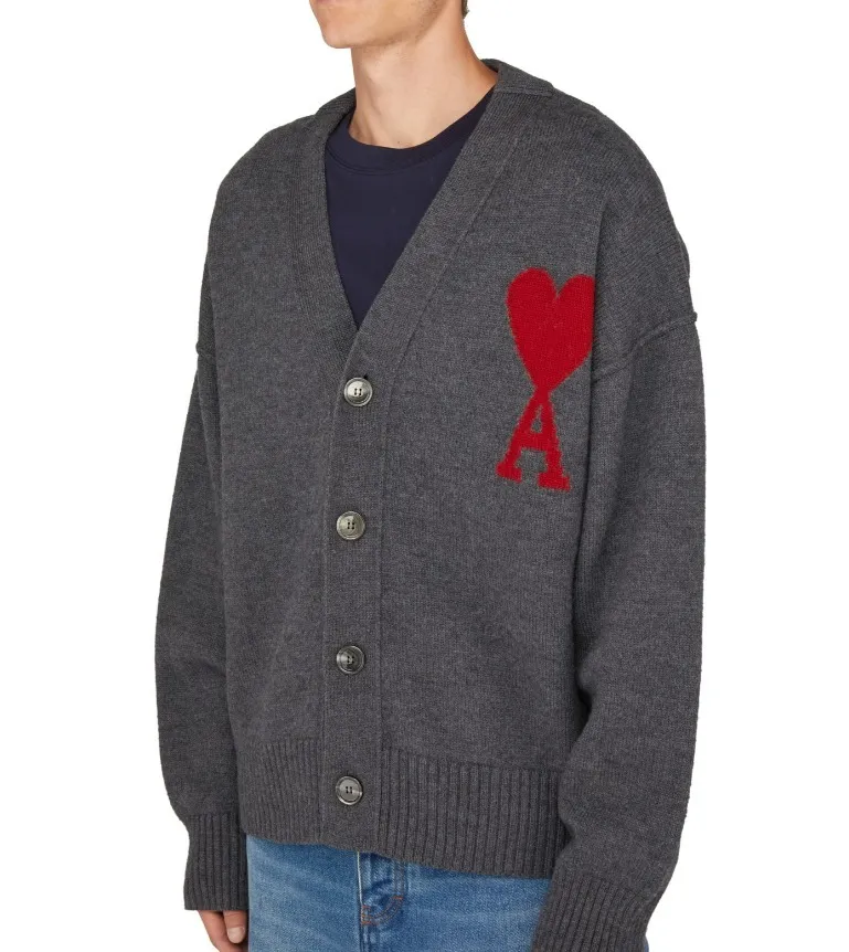 AMI PARIS  |Wool Plain Logo Designers Cardigans