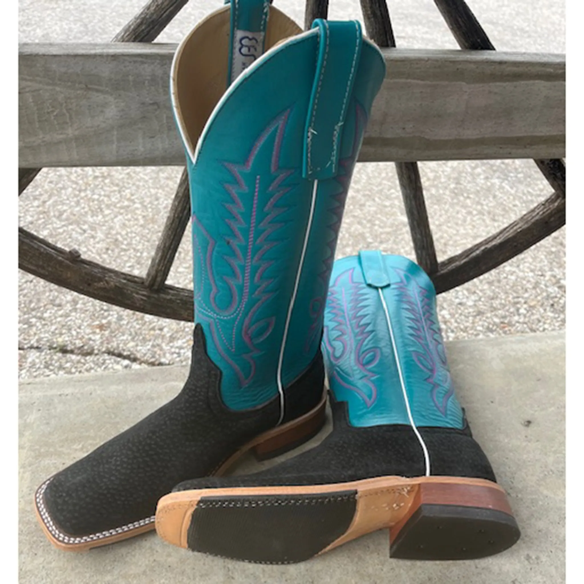 Anderson Bean Women's Black Carpincho & Teal Boots