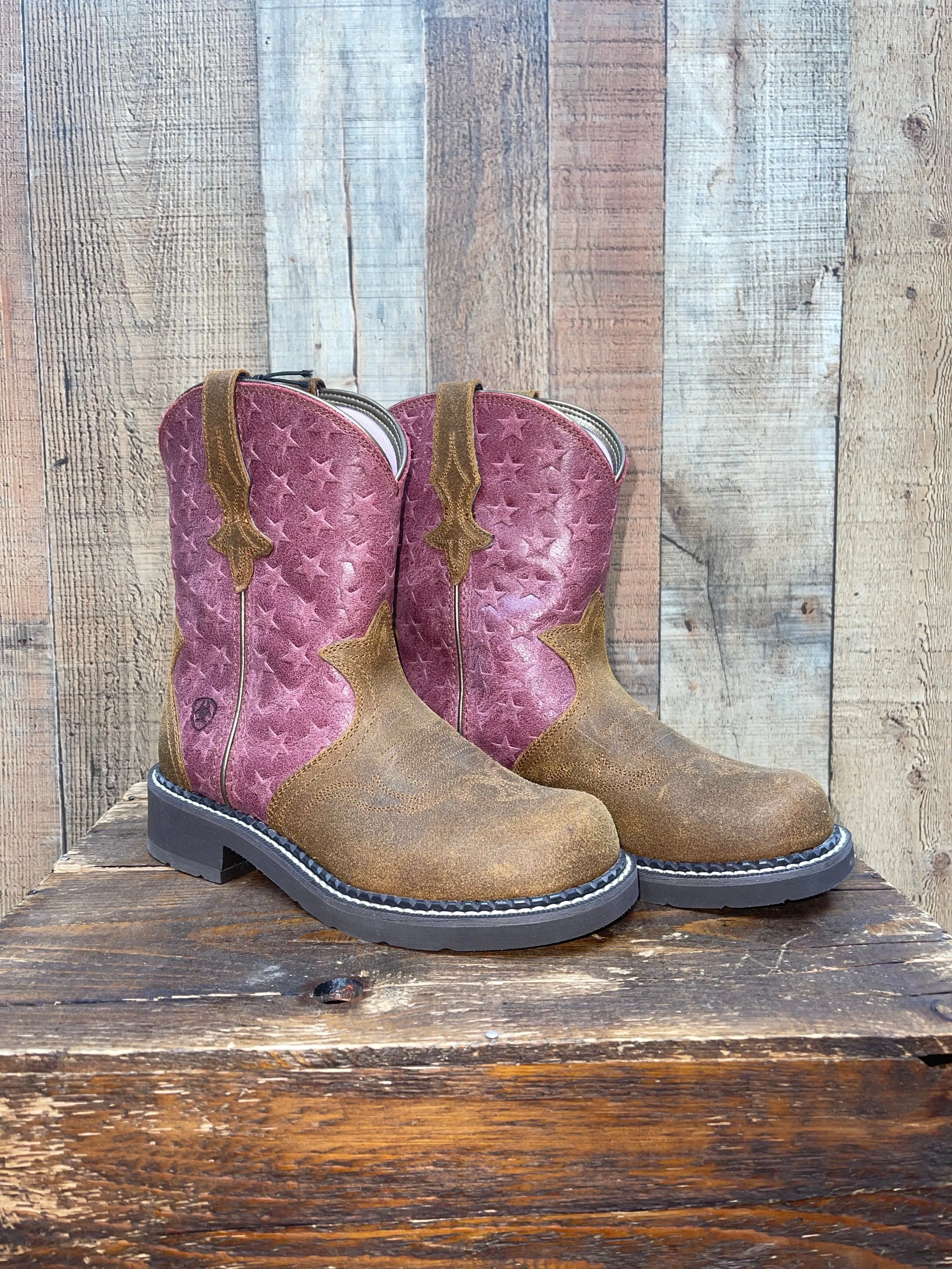 Ariat Pink Fatbaby Heritage Trio Western Boots