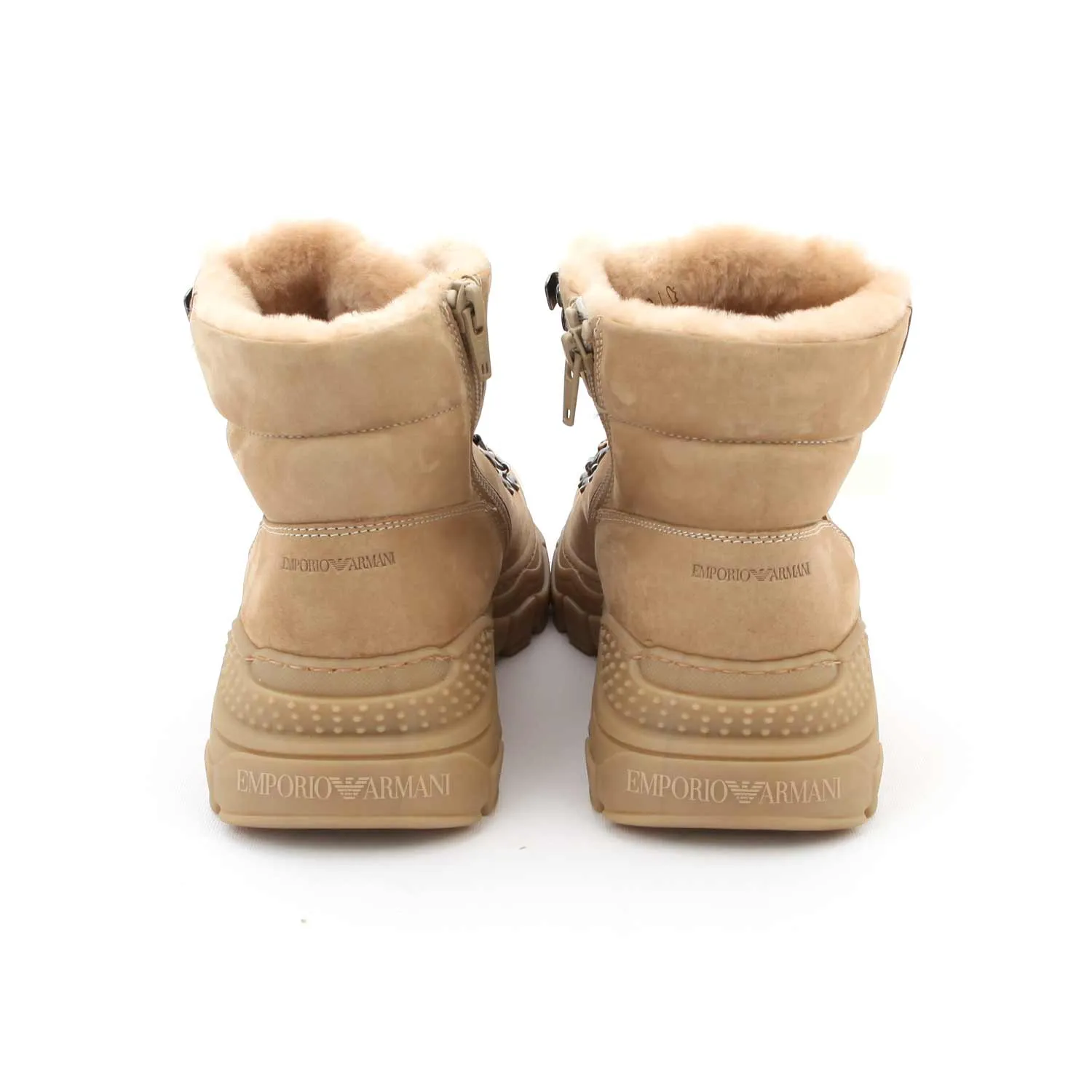 Armani Junior Unisex Boots In Nubuck Beige For Teenagers