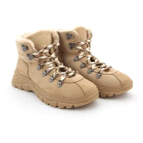 Armani Junior Unisex Boots In Nubuck Beige For Teenagers