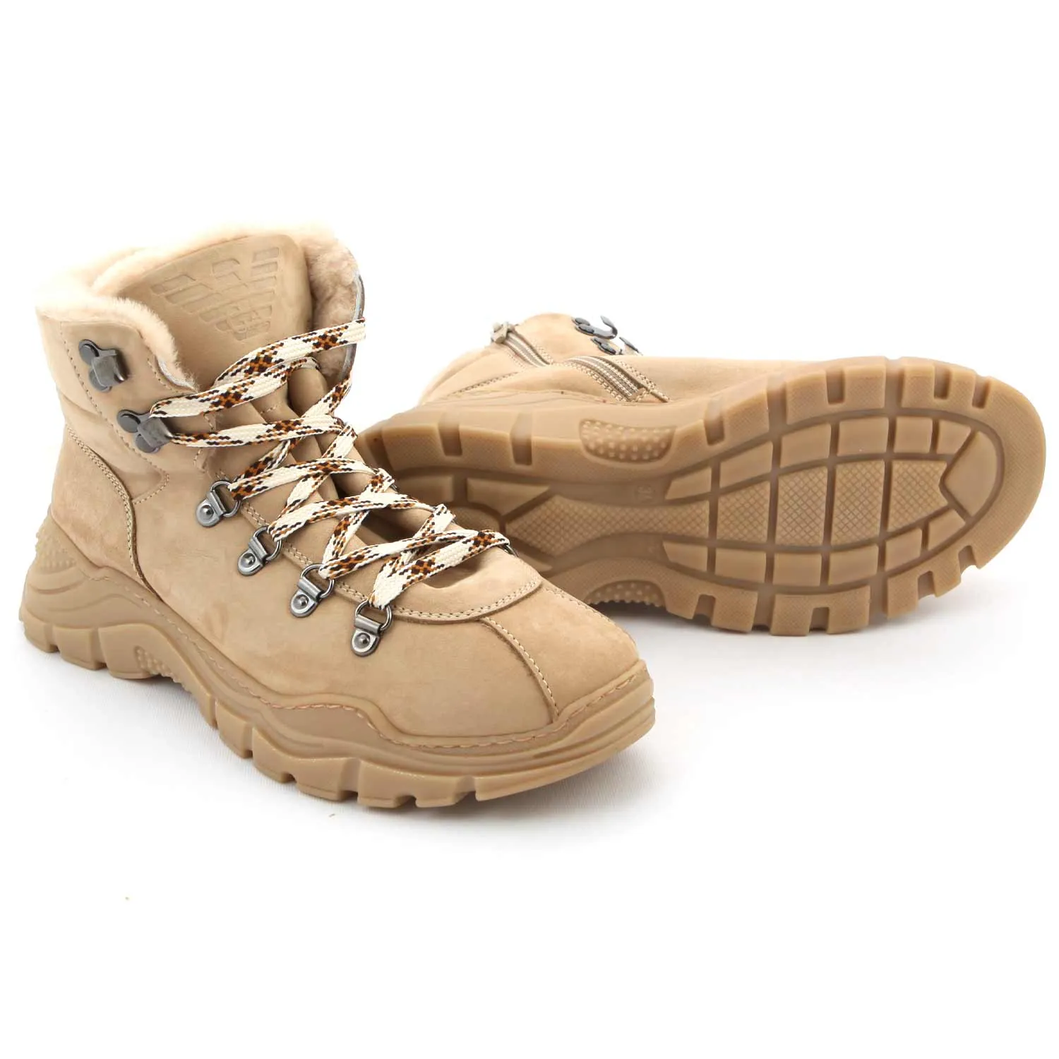 Armani Junior Unisex Boots In Nubuck Beige For Teenagers