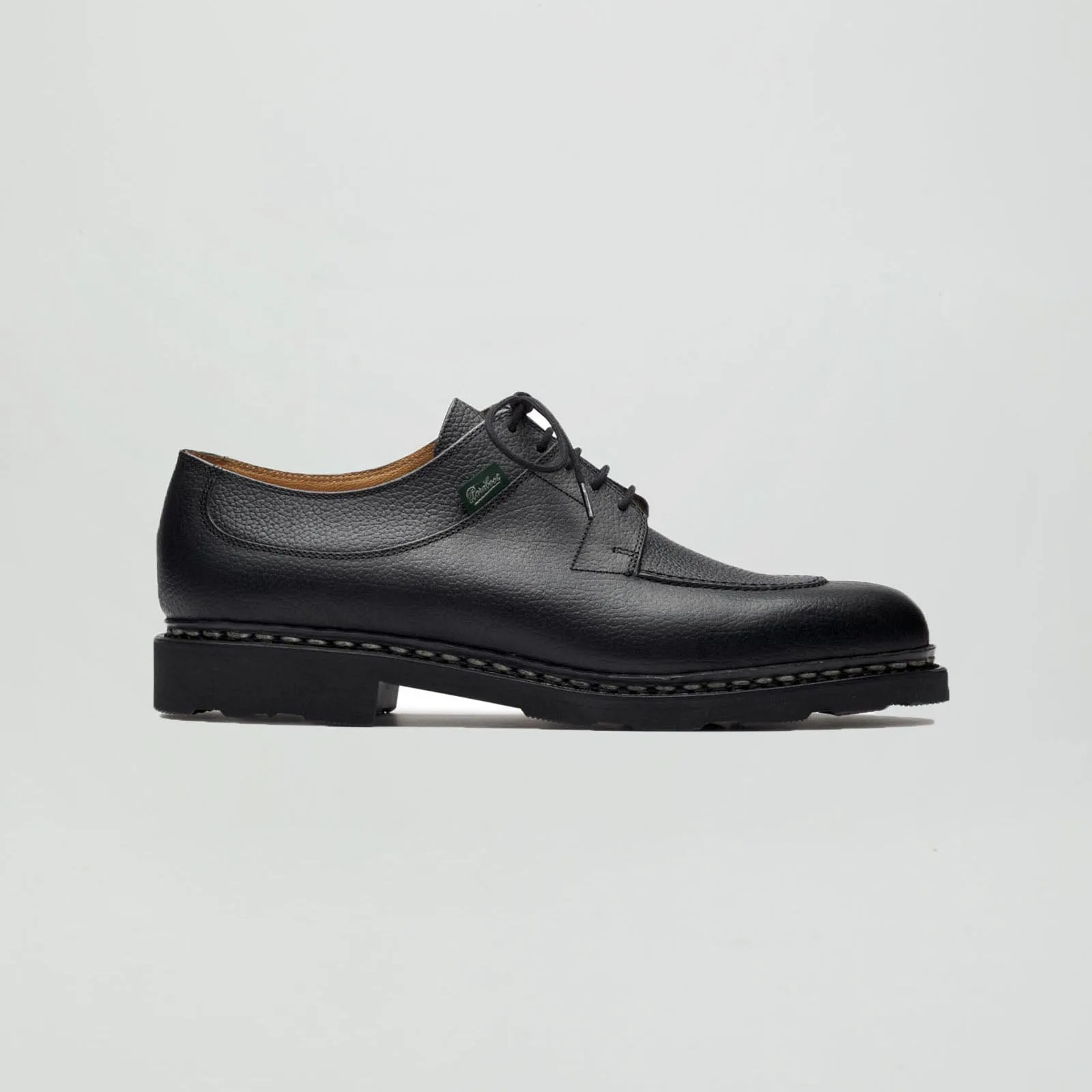 Avignon black grain leather sole rubber