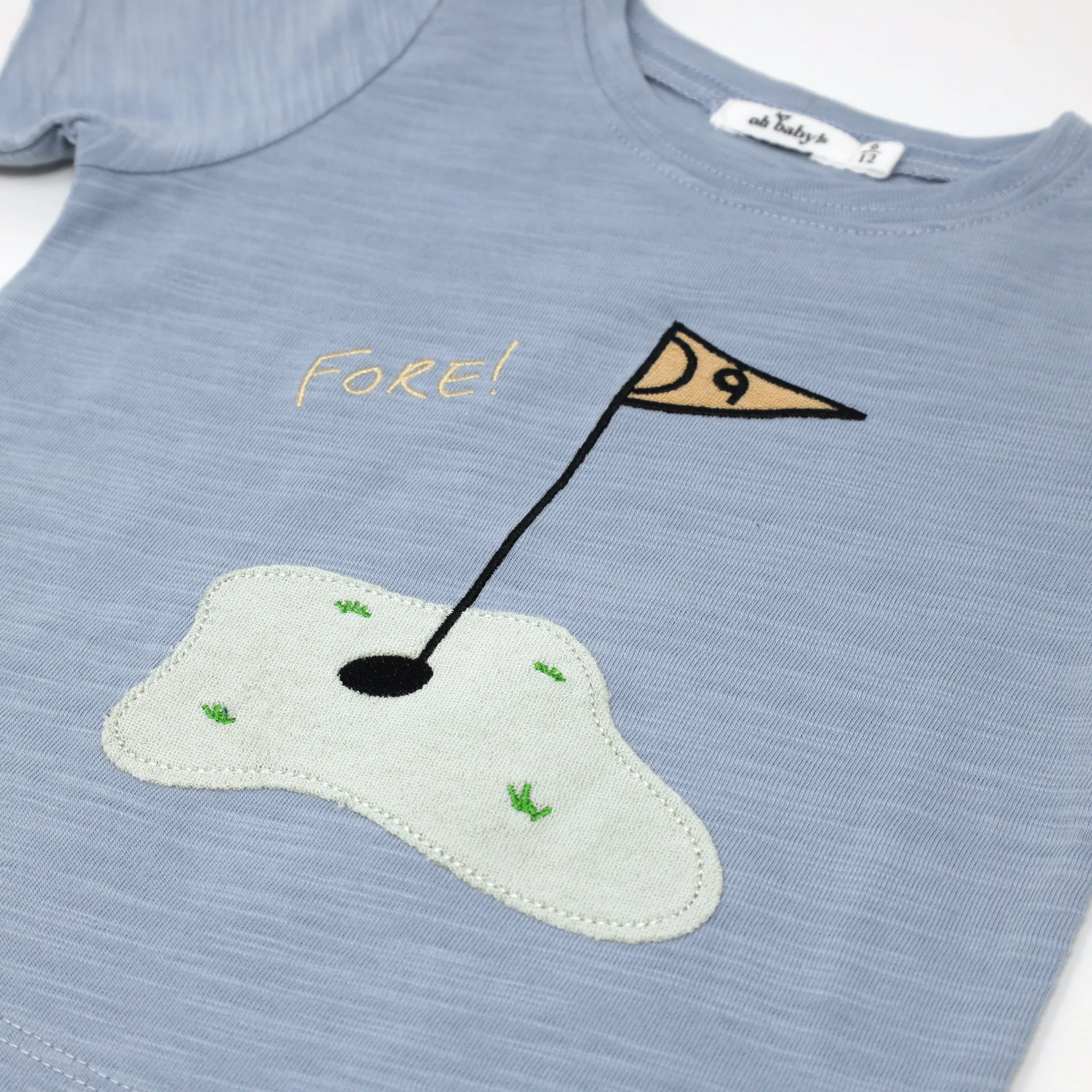 Baby! Slub Raw Edge Golf Tee with Terry Applique in Fog - Shop Now!