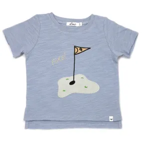 Baby! Slub Raw Edge Golf Tee with Terry Applique in Fog - Shop Now!