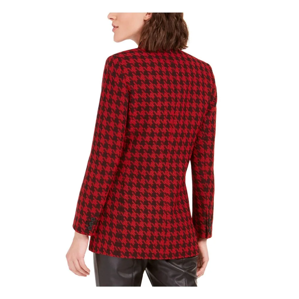 Bar III Women's Double-Breasted Jacket - Houndstooth Pattern, Black, Size 2