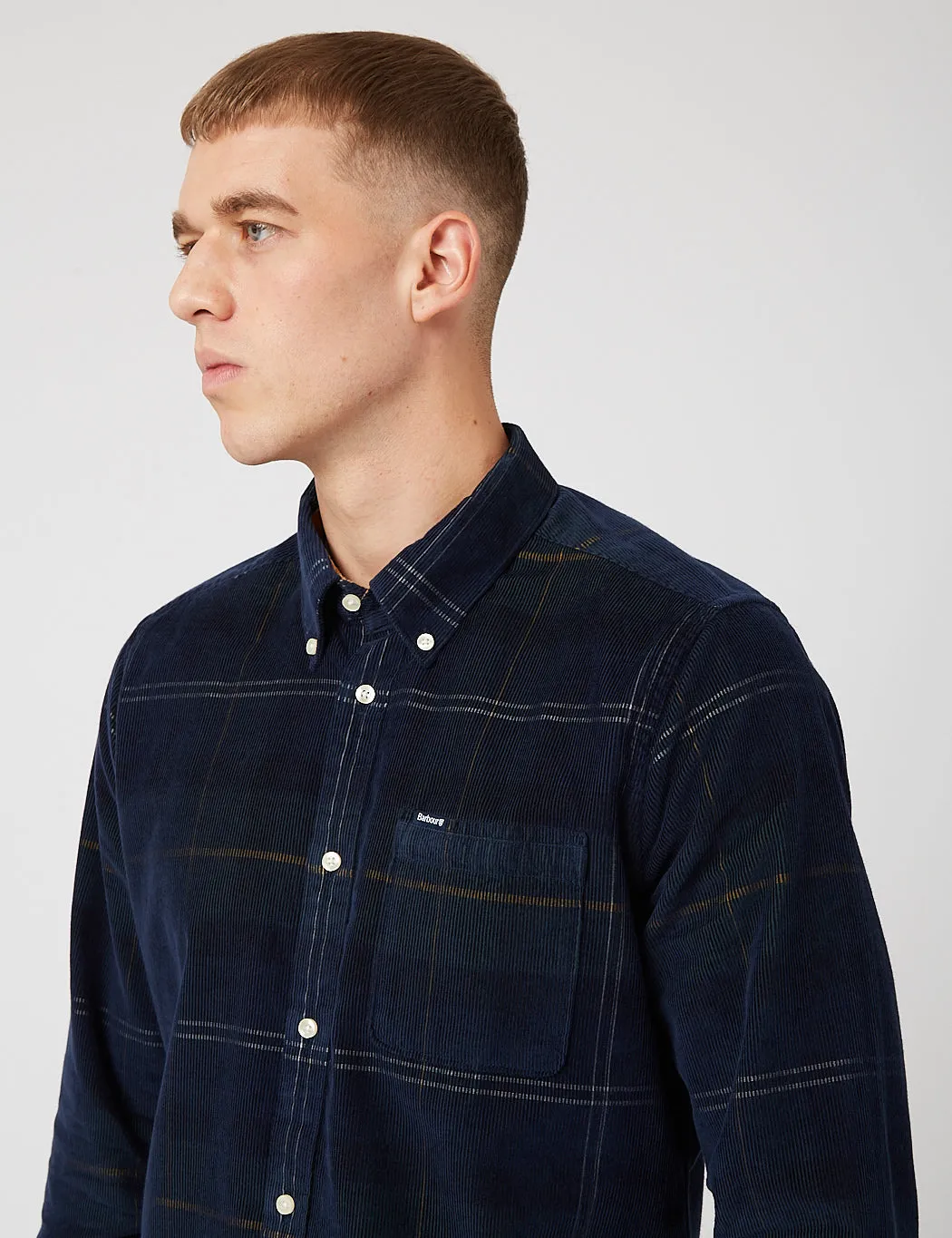 Barbour Blair Cord Tailored Shirt - Seaweed Tartan Blue