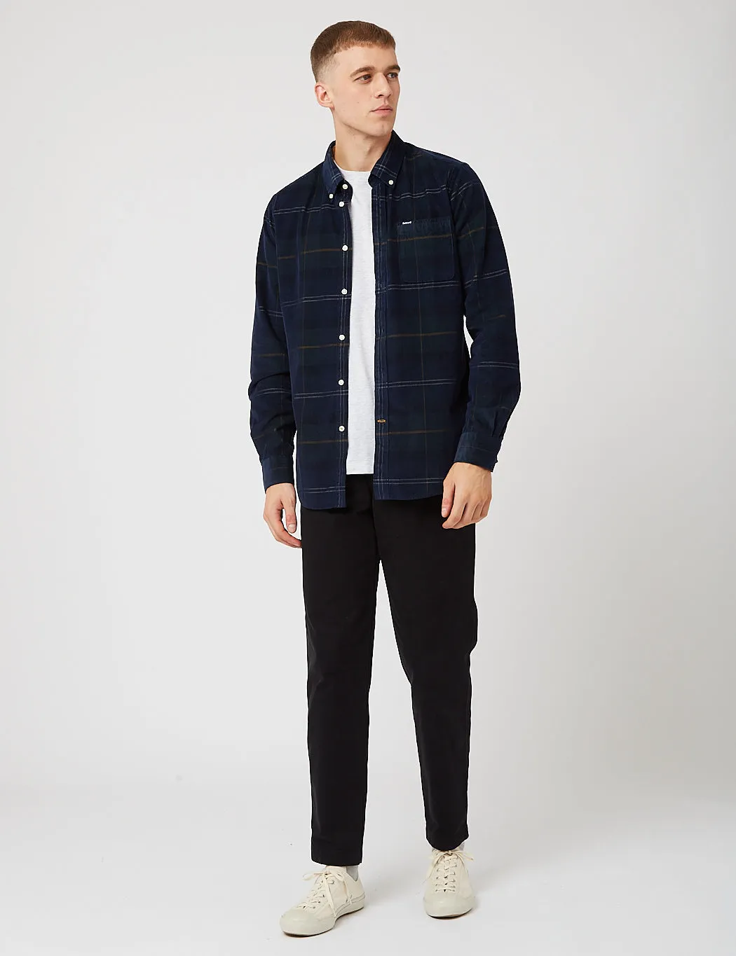 Barbour Blair Cord Tailored Shirt - Seaweed Tartan Blue