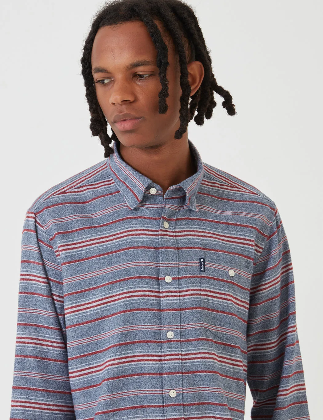 Barbour Lyde Shirt - Stripe - Crimson Red