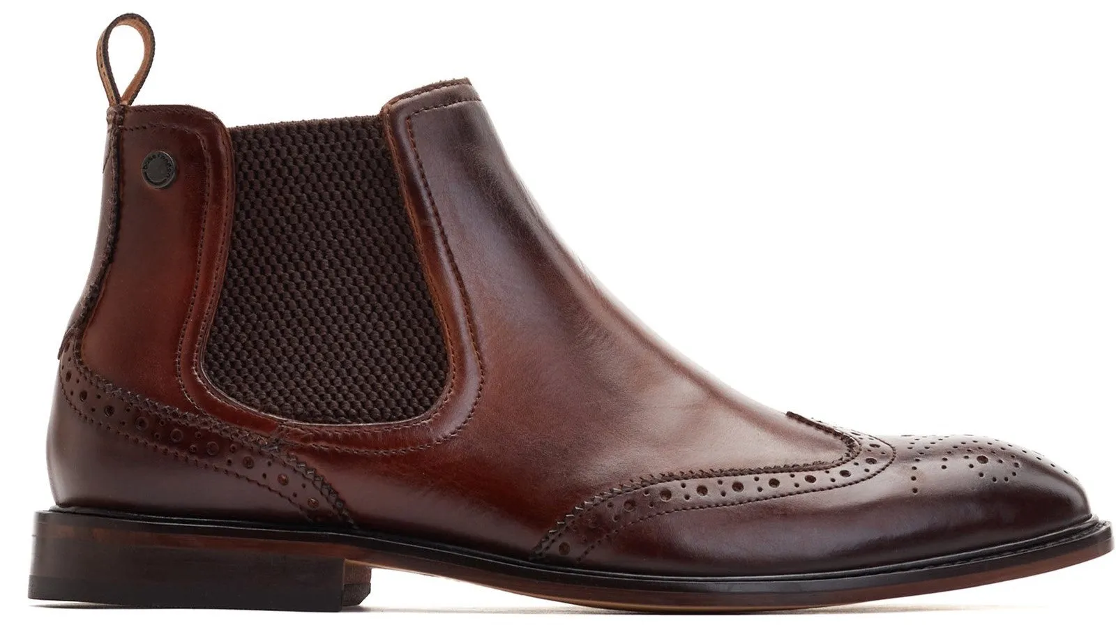 Base London Reid Leather Brogue Chelsea Boot