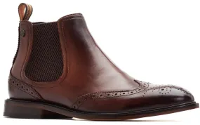 Base London Reid Leather Brogue Chelsea Boot