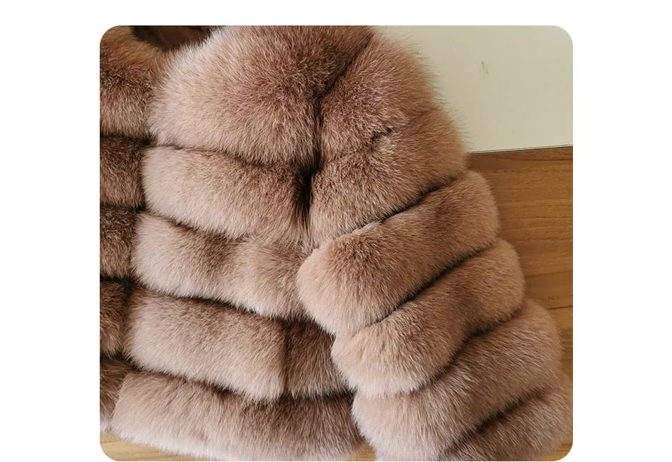 Black fur jacket for women with natural fox raccoon fur, high street fashion, luxury winter wear.