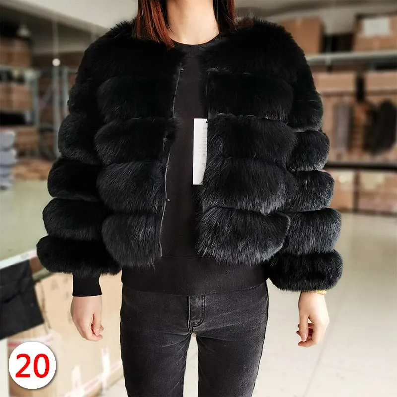 Black fur jacket for women with natural fox raccoon fur, high street fashion, luxury winter wear.