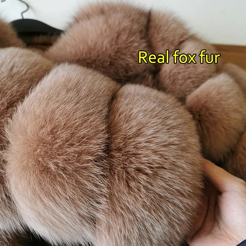 Black fur jacket for women with natural fox raccoon fur, high street fashion, luxury winter wear.