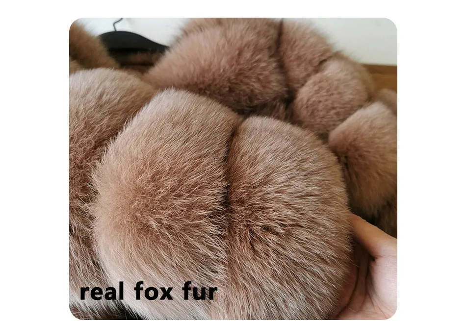 Black fur jacket for women with natural fox raccoon fur, high street fashion, luxury winter wear.