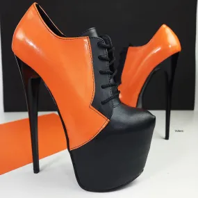 Black Lace Up Boots - Oxford for Halloween - Orange