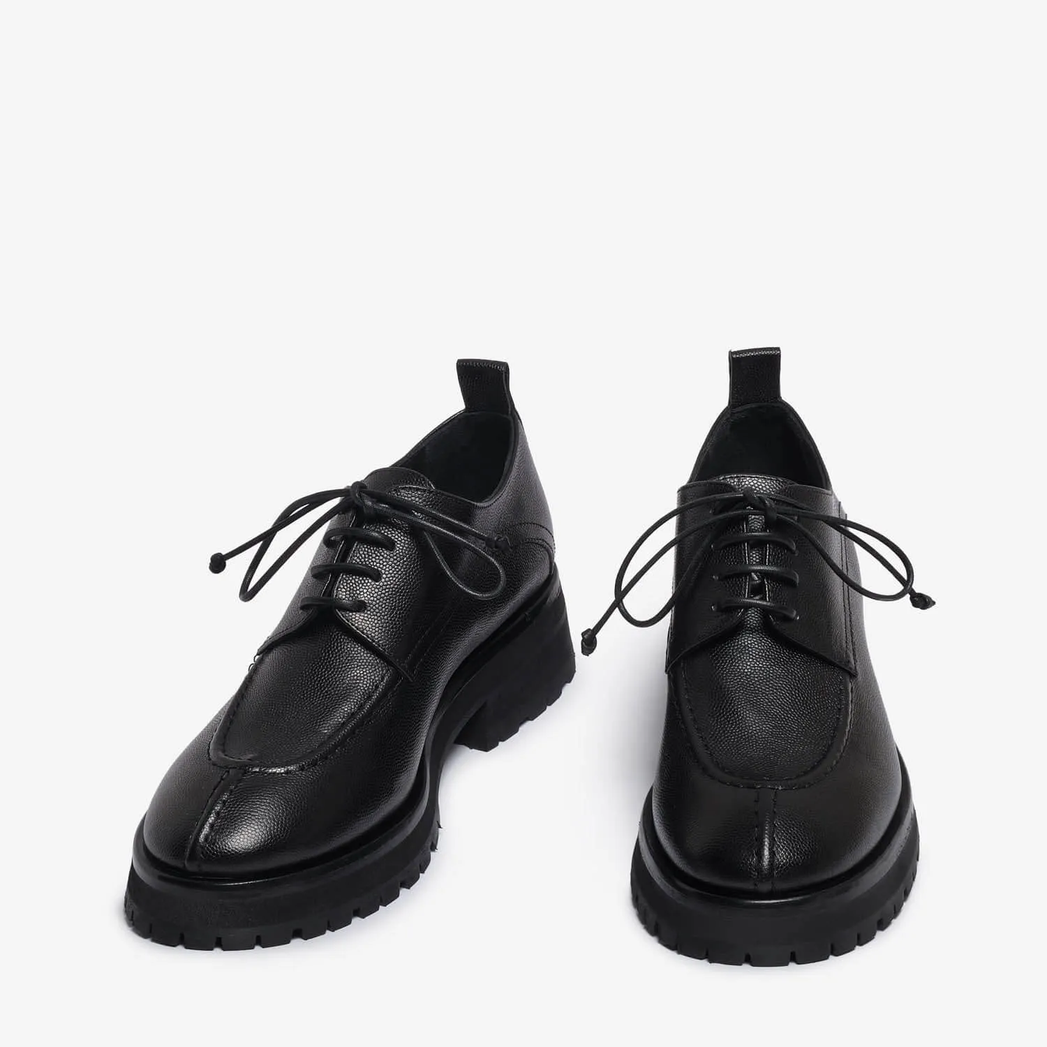 Black leather derby shoes for women