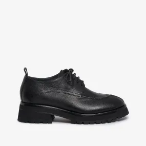 Black leather derby shoes for women