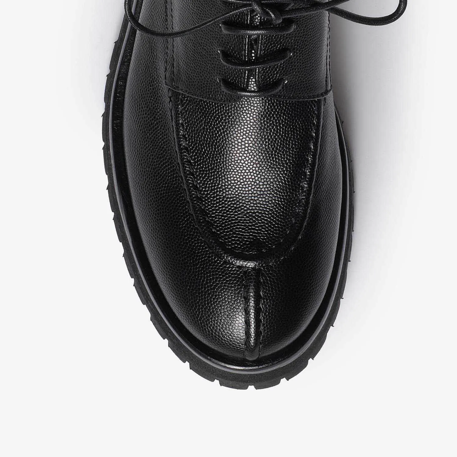 Black leather derby shoes for women