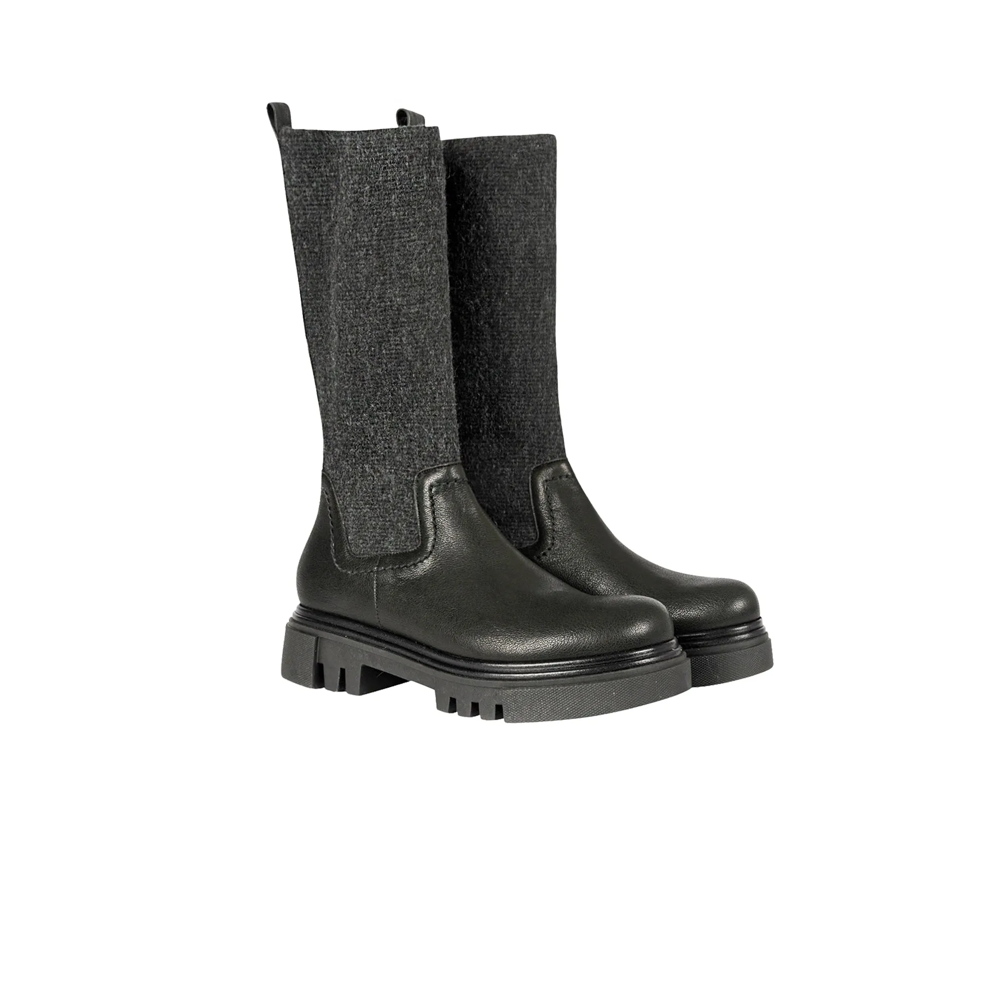 Black Stretch Wool Iron Boot