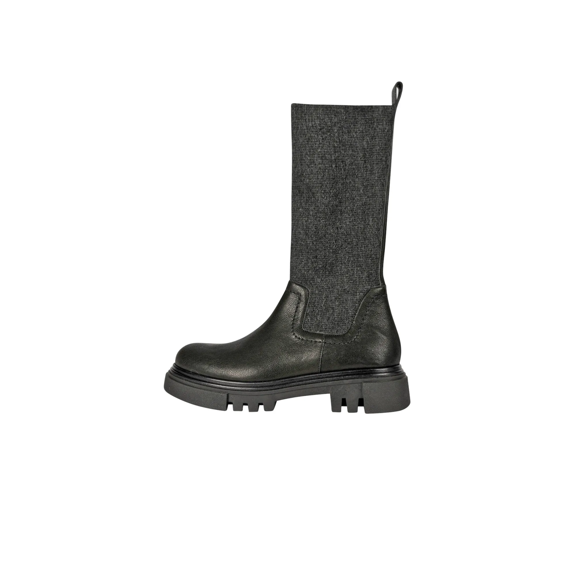 Black Stretch Wool Iron Boot