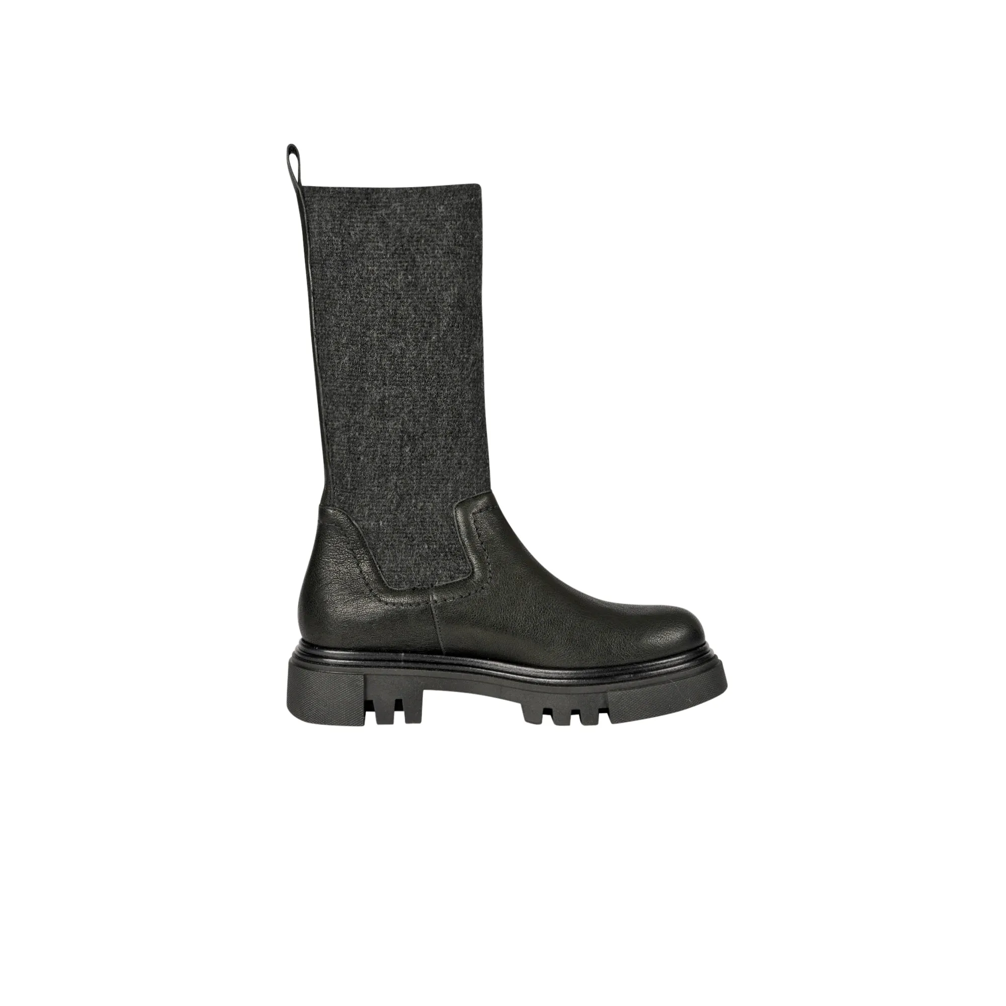 Black Stretch Wool Iron Boot