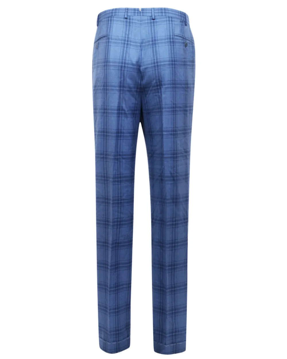 Blue Plaid Dress Trouser