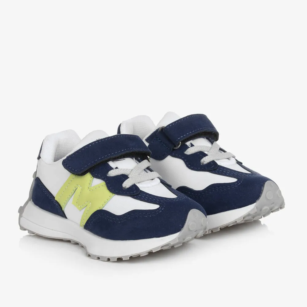 Boys Navy Blue & White Trainers