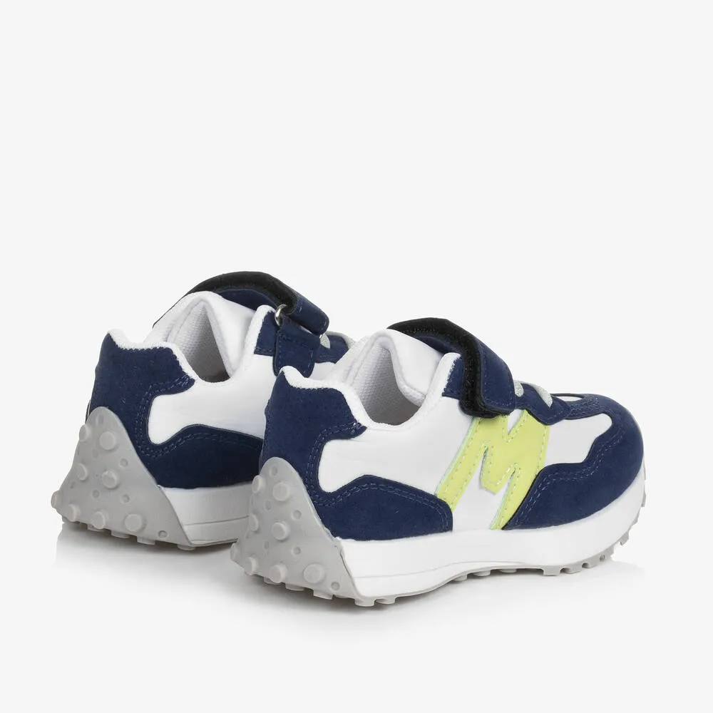 Boys Navy Blue & White Trainers