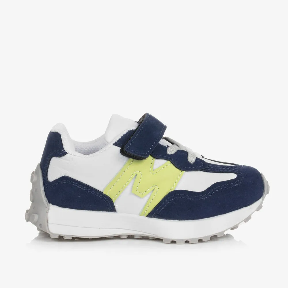 Boys Navy Blue & White Trainers