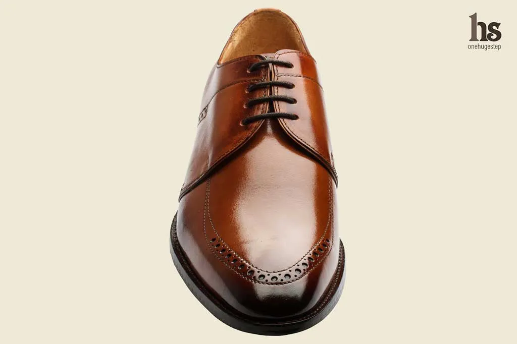 Brogue Saddle Derby - Tan - Men's Leather Shoes - Stylish and High-Quality