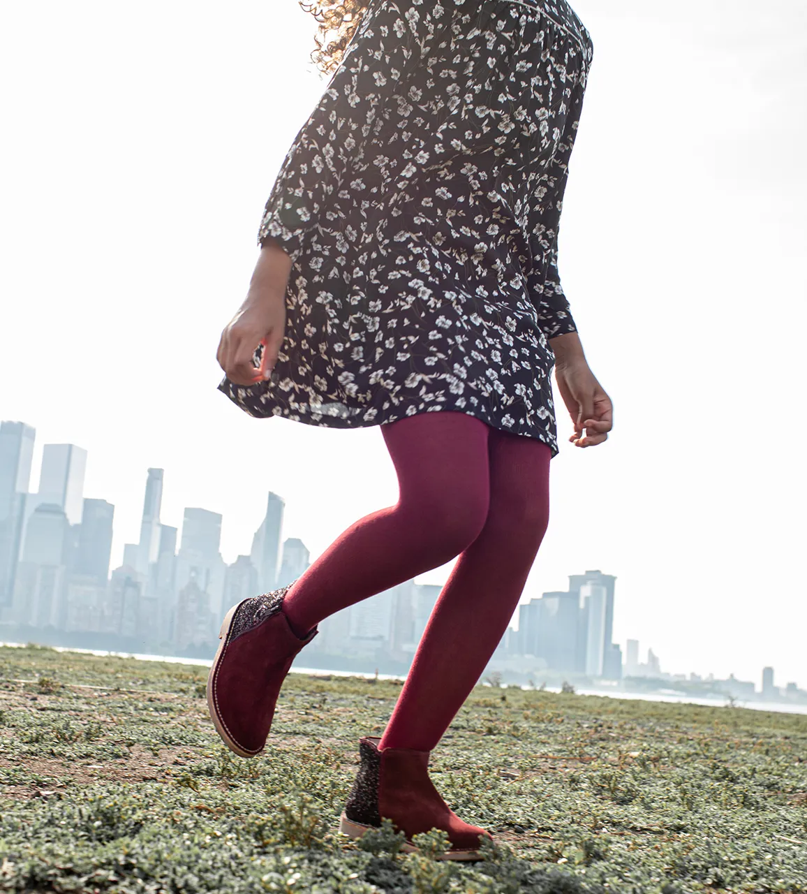 Burgundy Glitter and Suede Chelsea Boots