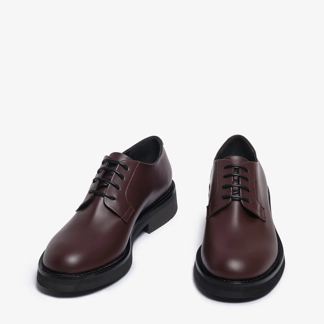 Burgundy leather derby for women