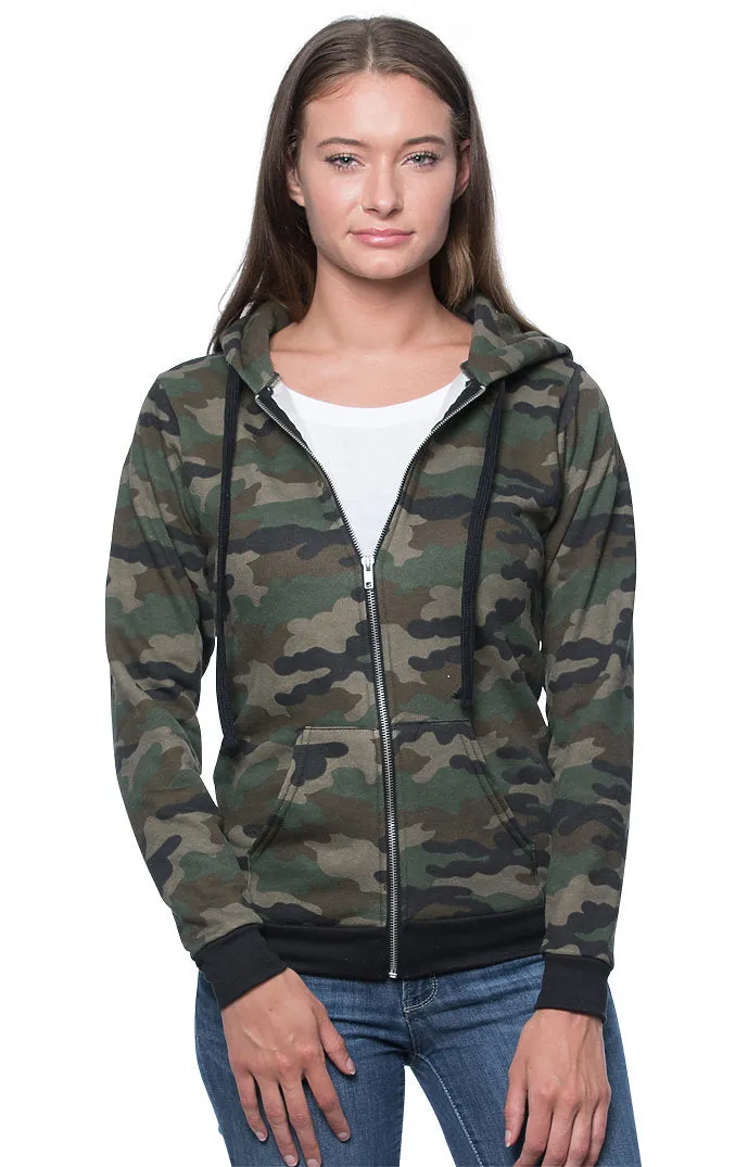 Camo Fleece Full Zip Hoody Sale - USA Made by Royal Apparel (3510CMO)