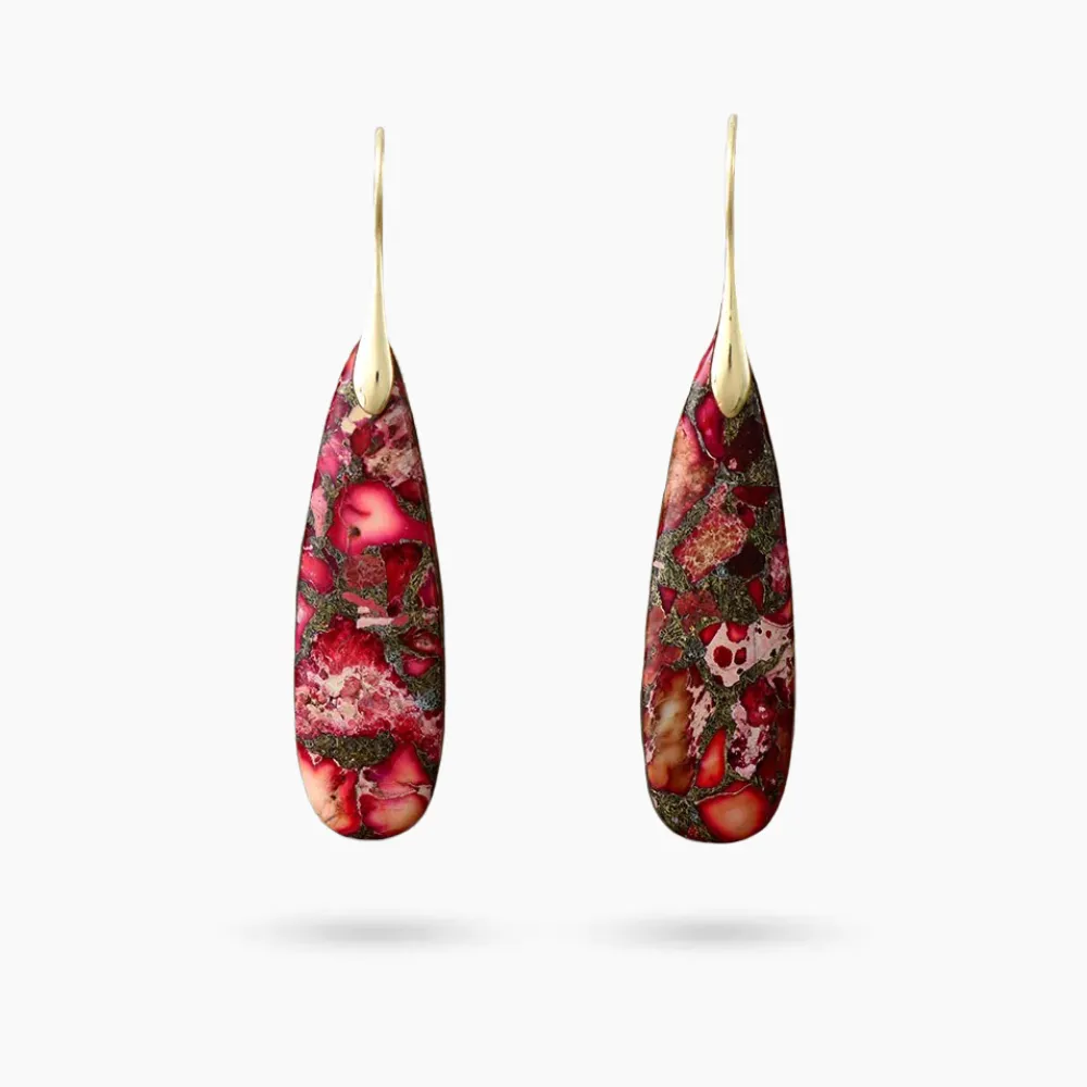 Carmine Jasper Cluster Drop Earrings