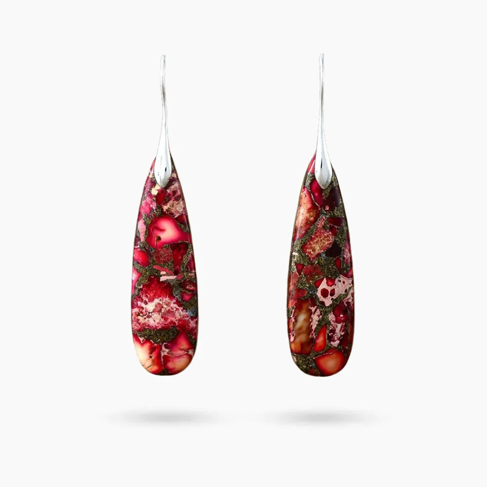 Carmine Jasper Cluster Drop Earrings