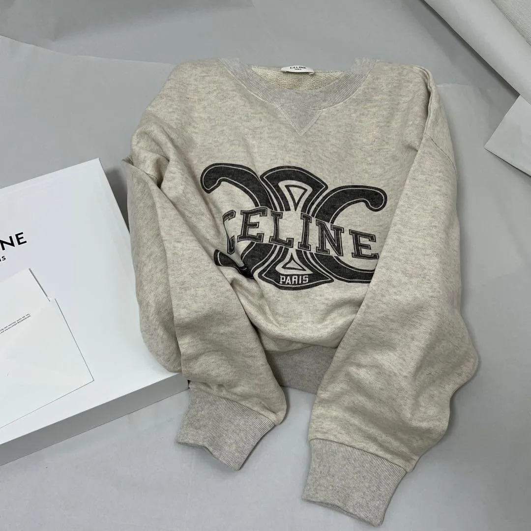 Celine Triomphe Cotton Fleece Sweatshirt | Shop Now