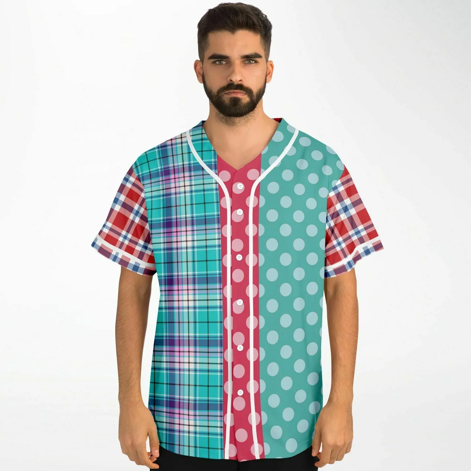 Cerulean Plaid Paisley Button Front Jersey