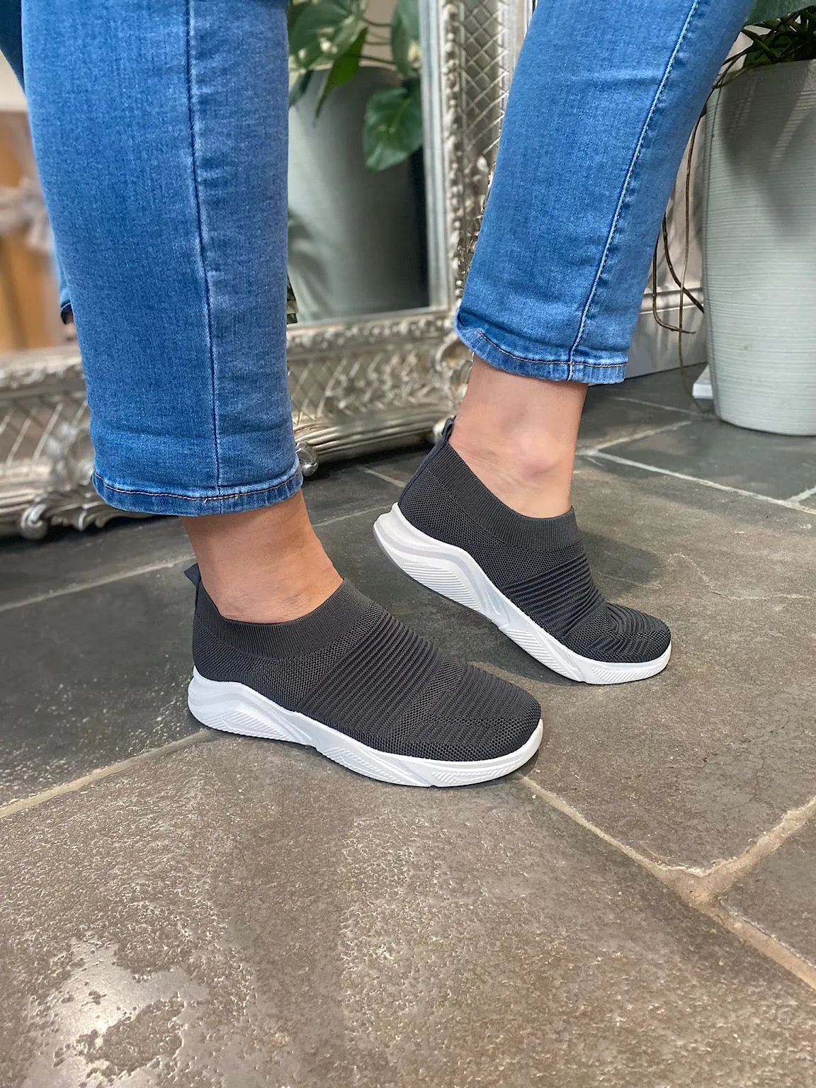 Charcoal Slip On Trainers Nadia - Shop Now