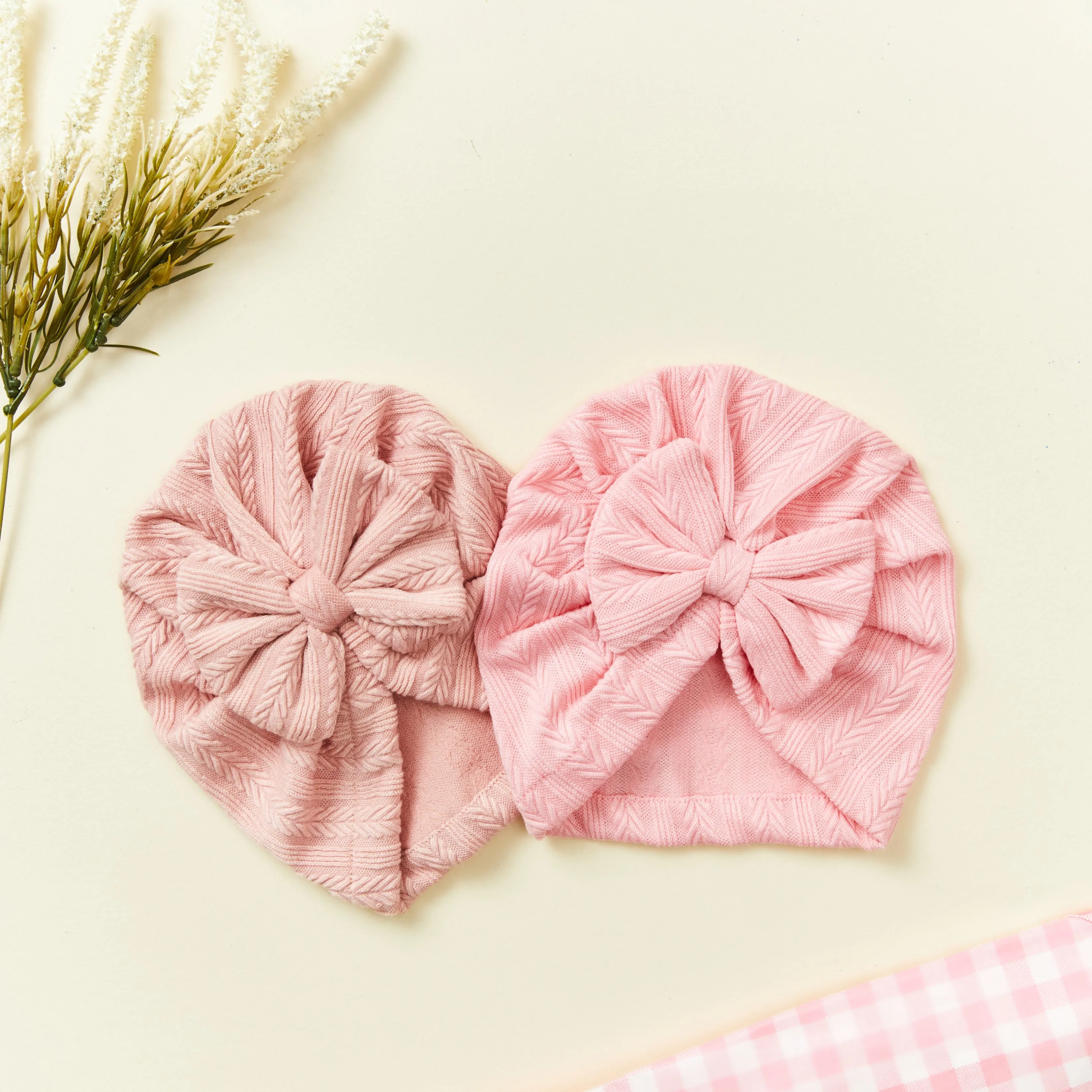 Cream Bow Turban for Baby Myla.