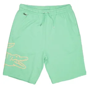 Crocodile Green Fleece Shorts with Side Print