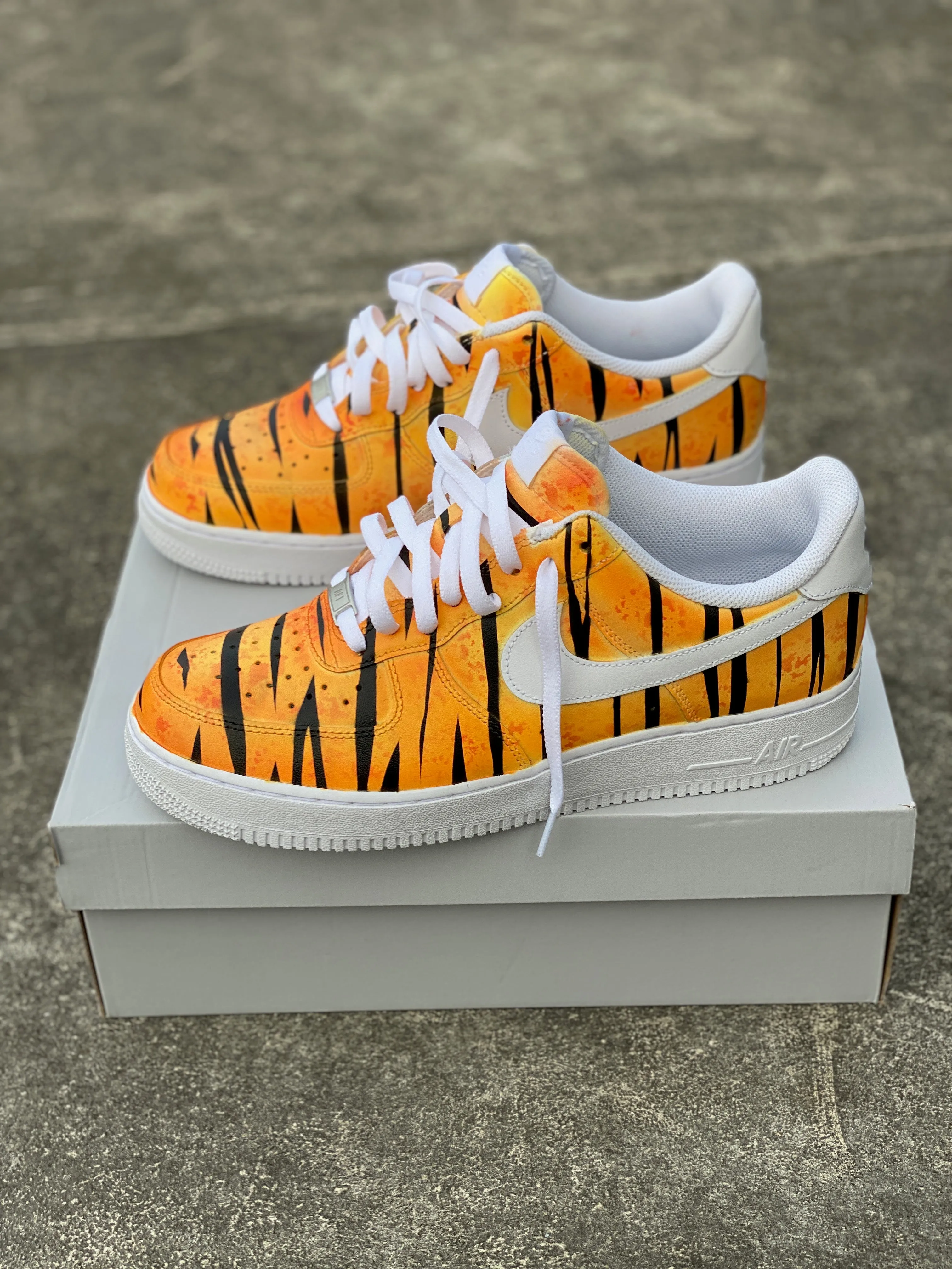 Custom Orange Tiger Stripe Nike Air Force 1