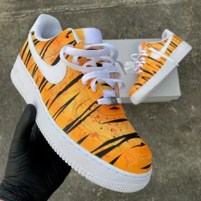 Custom Orange Tiger Stripe Nike Air Force 1