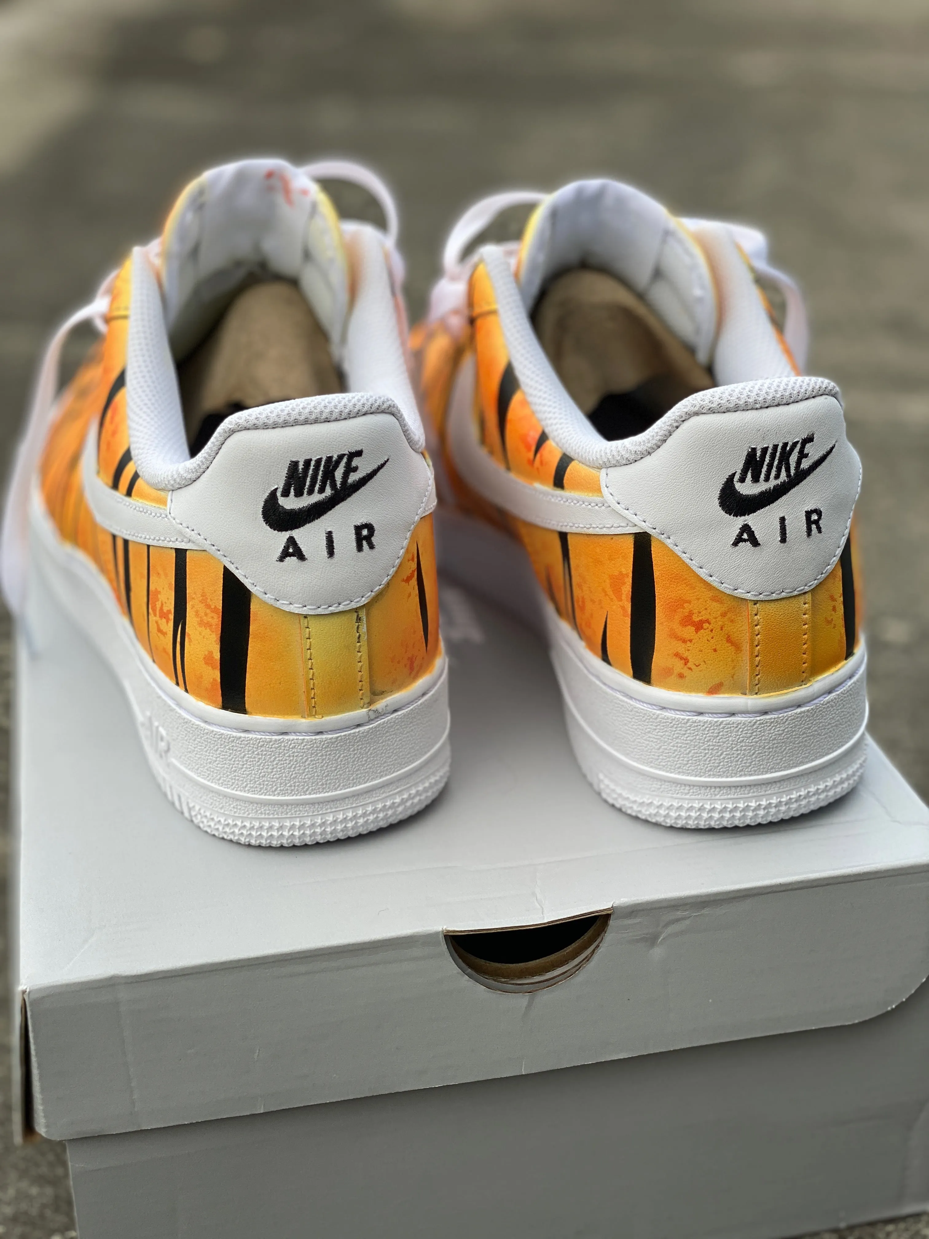 Custom Orange Tiger Stripe Nike Air Force 1